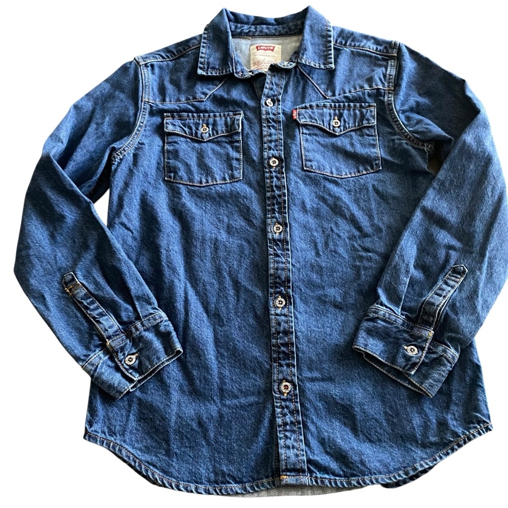 Levi's Junior Boys Dark Blue Wash Denim Button‎ Up Top Size L